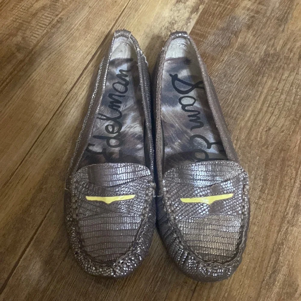 Sam Edelman gunmetal metallic driving loafers size 6.5